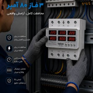 محافظ ولتاژ ۳فاز ۸۰آمپر تایو 2 محافظ ولتاژ ۳فاز ۸۰آمپر تایو